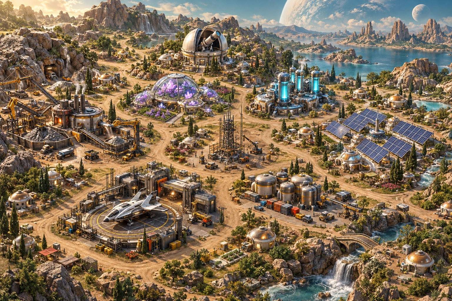 Futuristische Kolonie in Starfall Frontier